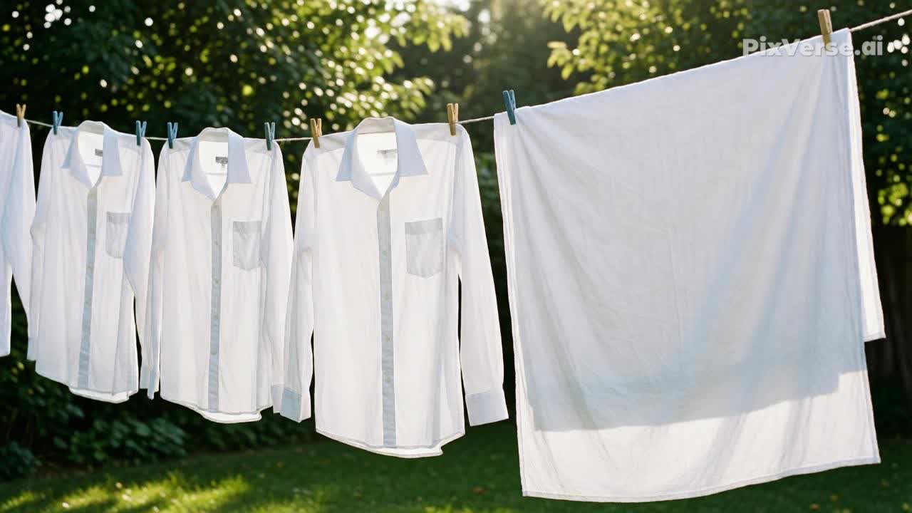 Drying white clothes in sunlight to naturally brighten them