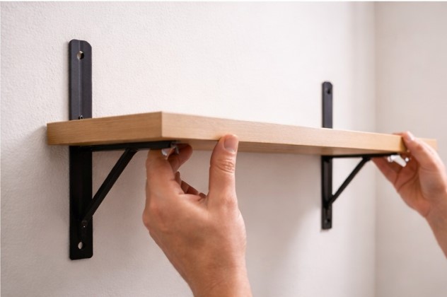 Finished shelf installation perfectly straight and securely mounted