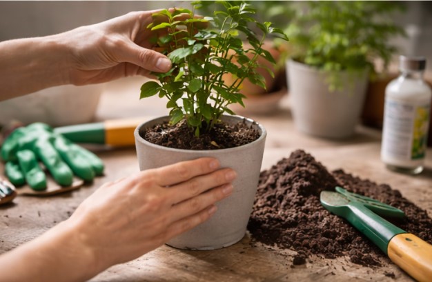 Fertilizing and repotting houseplants during the growing season