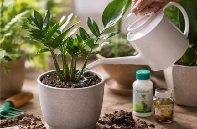 Watering houseplants correctly and maintaining proper humidity