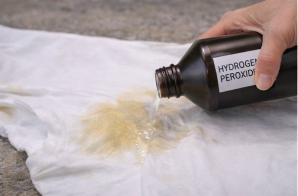 Using hydrogen peroxide to remove sweat stains from white clothes