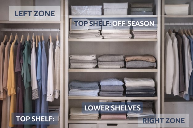 Vertical folding method for sweaters and t-shirts in drawers