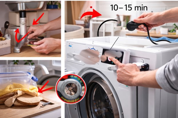 Checking the washing machine drain hose for clogs or kinks