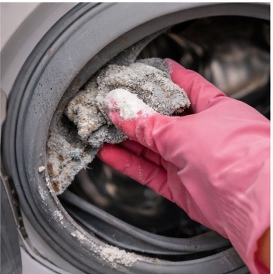Cleaning the washing machine rubber gasket to remove mold