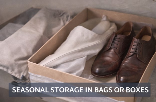 Using shoe trees or paper stuffing to maintain shoe shape