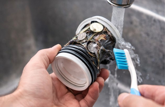 Pulire i residui dal filtro della lavatrice e dal suo alloggiamento