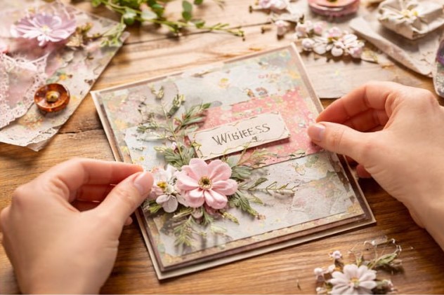 Kes-yapıştır veya scrapbook tekniğiyle kart hazırlama